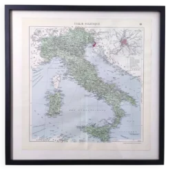 Carte Italie Europe illustrée 43x43cm vintage de 1950