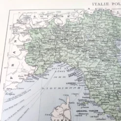 Carte Italie Europe illustrée 43x43cm vintage de 1950