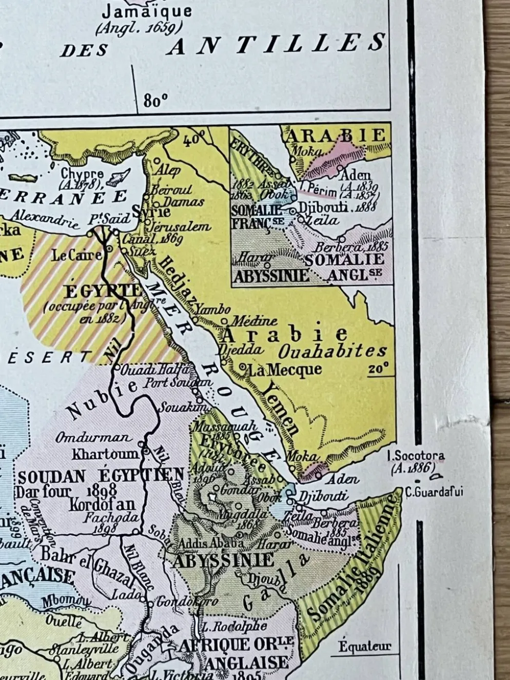 Carte 1908 L’Amérique et l’Afrique 37,5x27,5cm