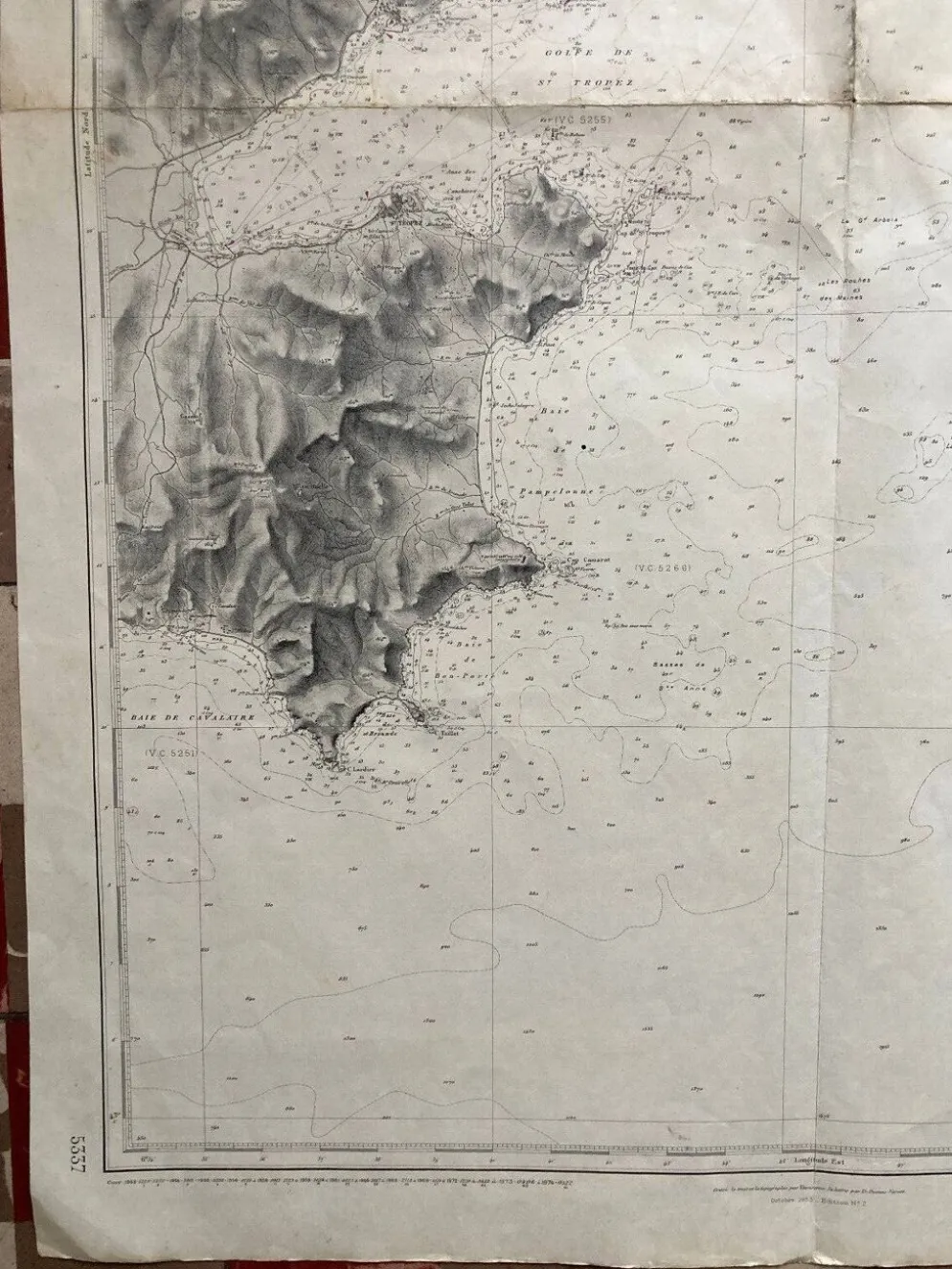 Carte marine ancienne - Du Cap Camarat au cap Roux en passant par St Tropez St Raphael Ste Maxime