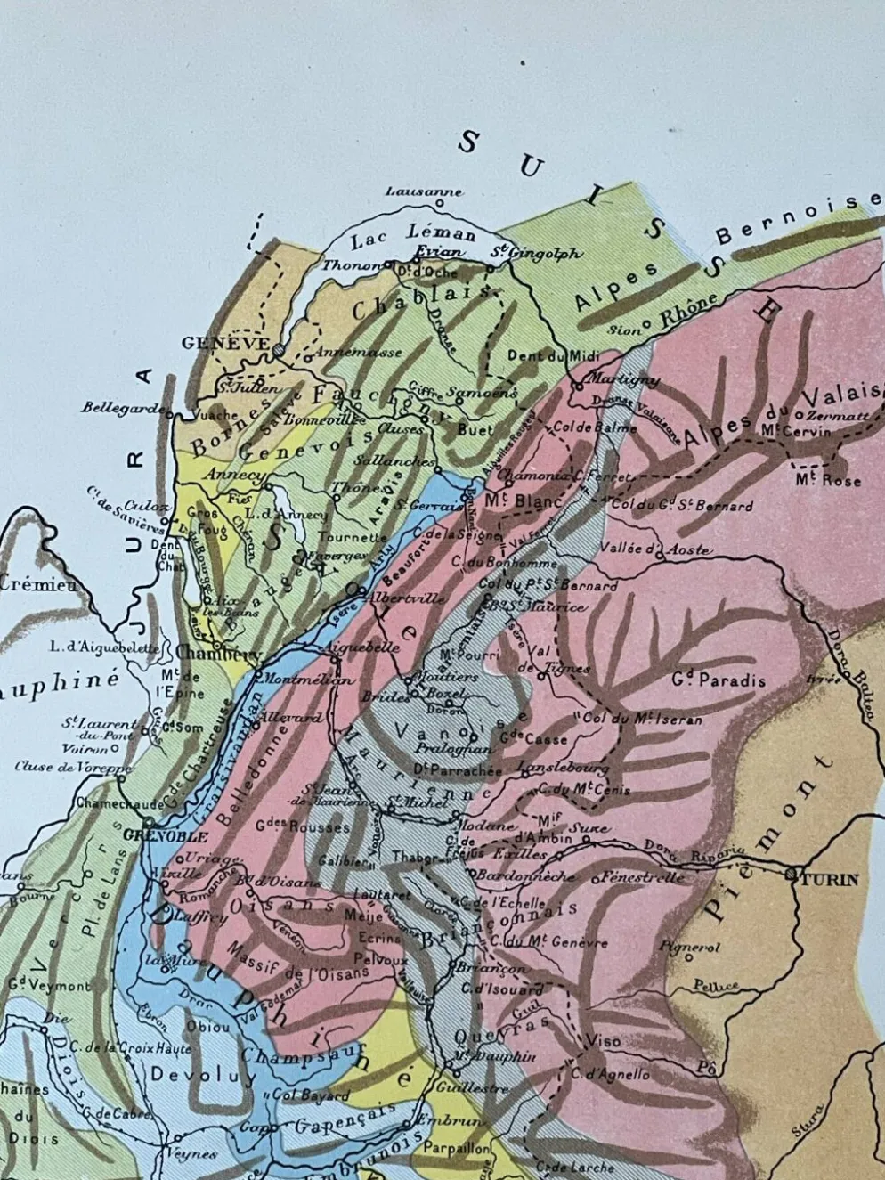 Carte originale Alpes - 37x27cm - 1908