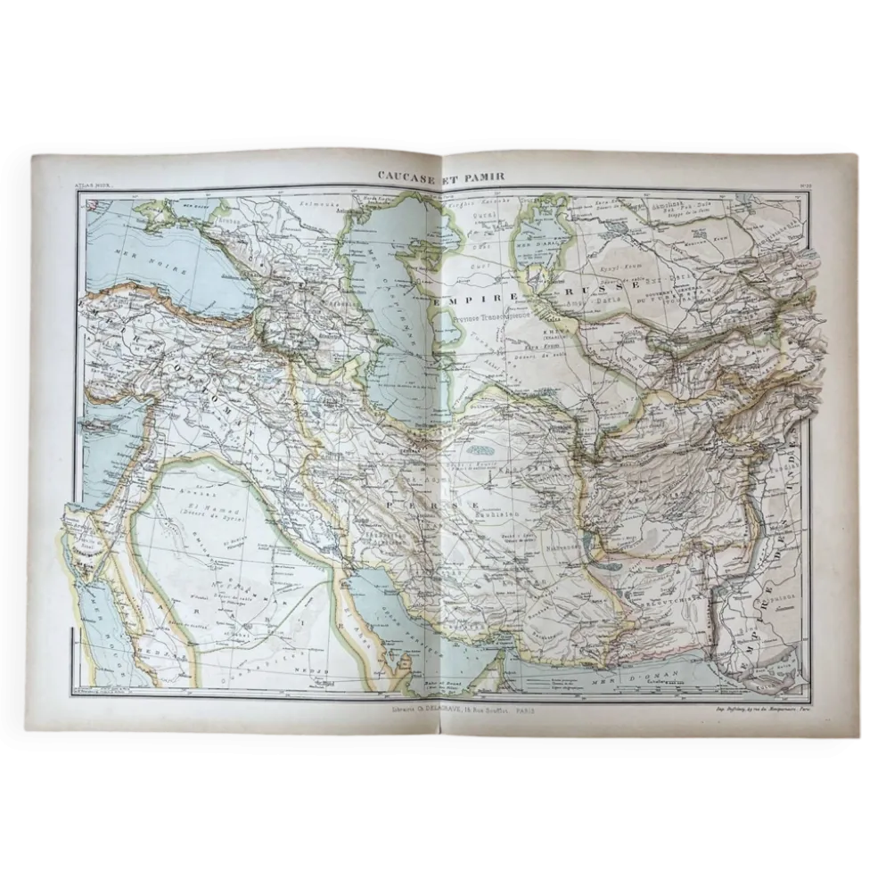 Carte originale Caucase et Pamir 53x37cm - 1905
