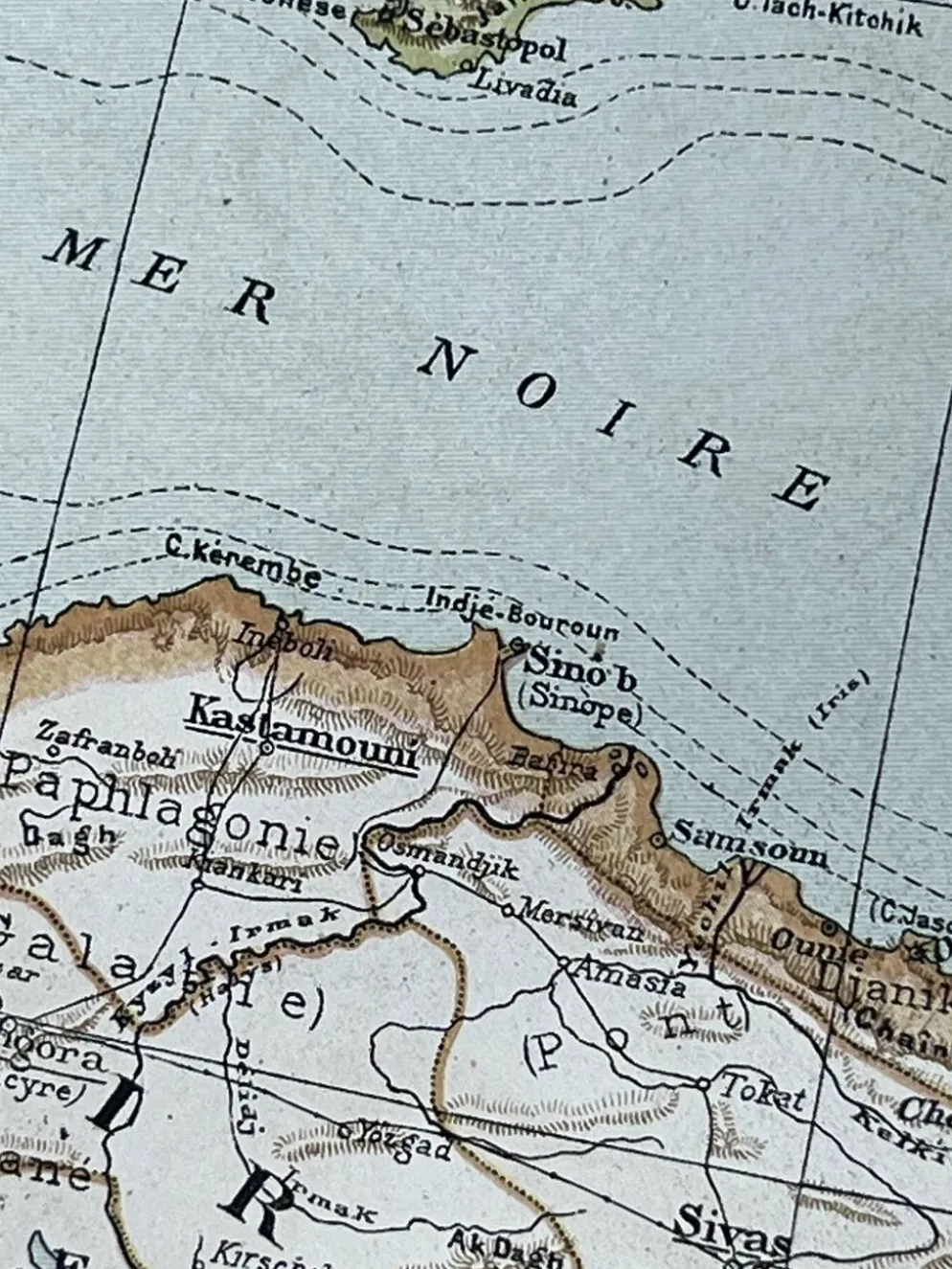Carte originale Caucase et Pamir 53x37cm - 1905