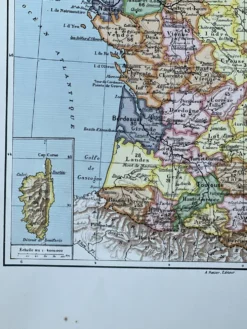 Carte originale de la France 37x27cm - 1908