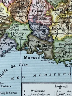 Carte originale de la France 37x27cm - 1908