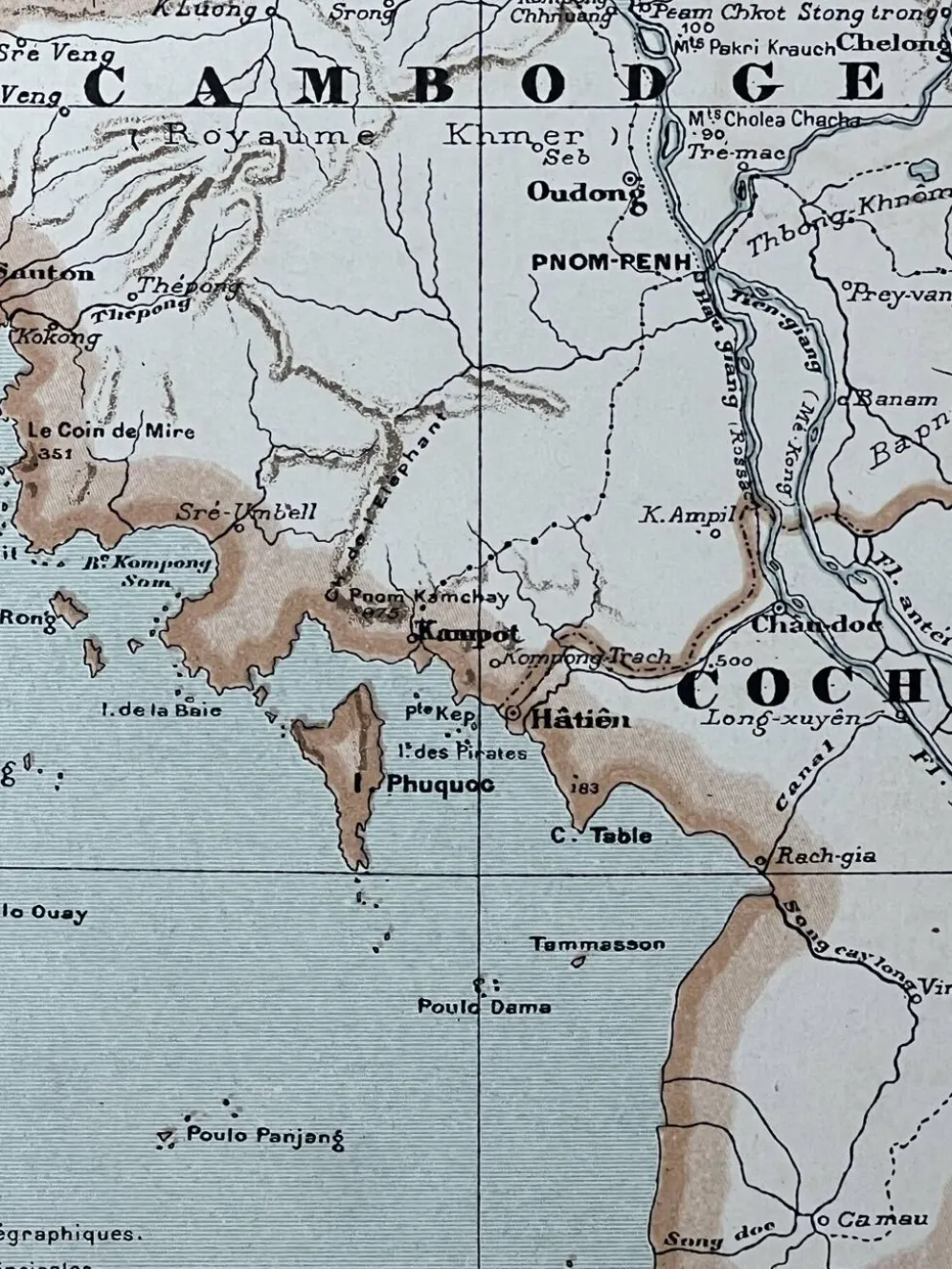 Carte originale de l’Indochine française 37,5x53,5cm
