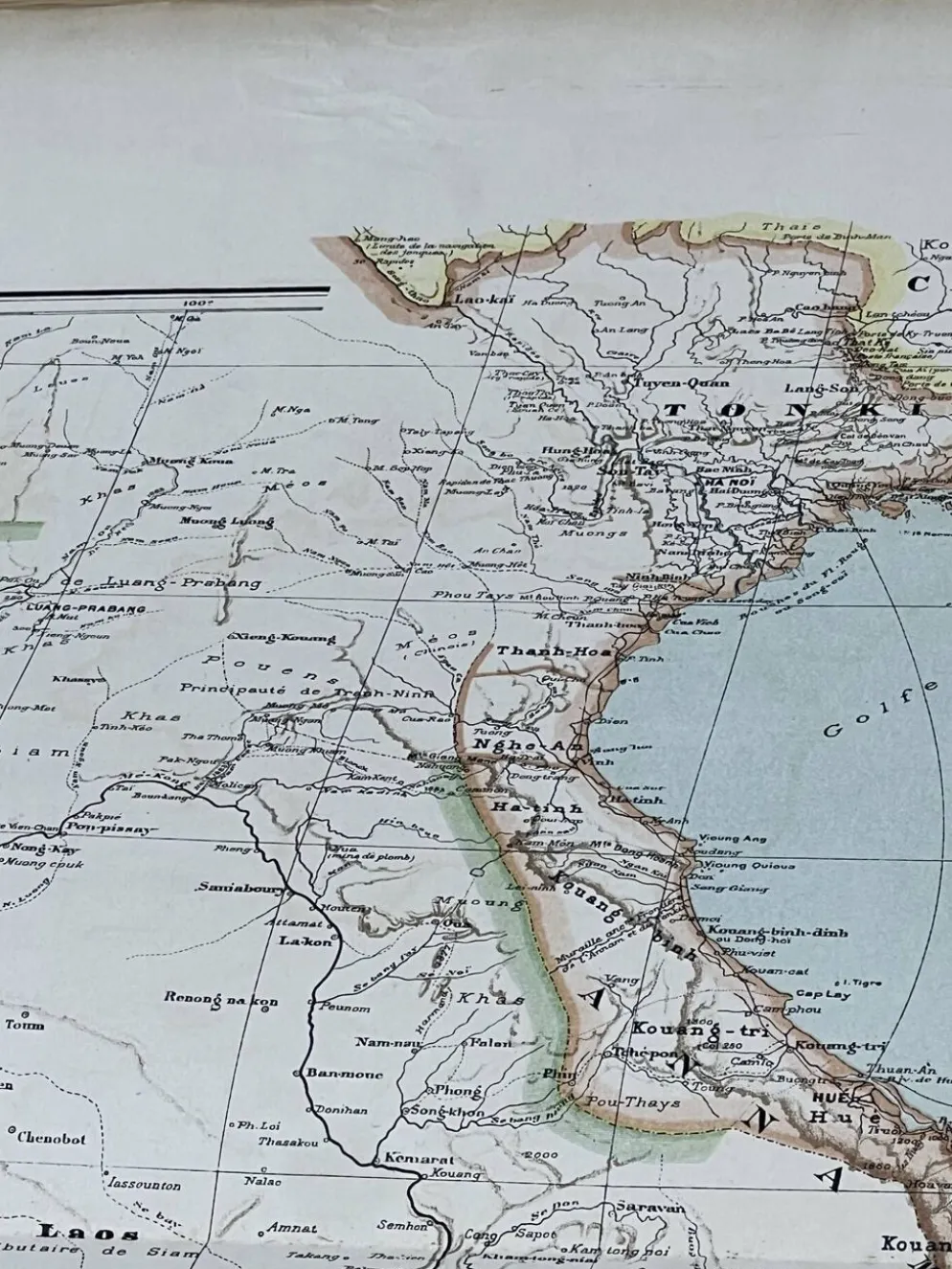 Carte originale de l’Indochine française 37,5x53,5cm