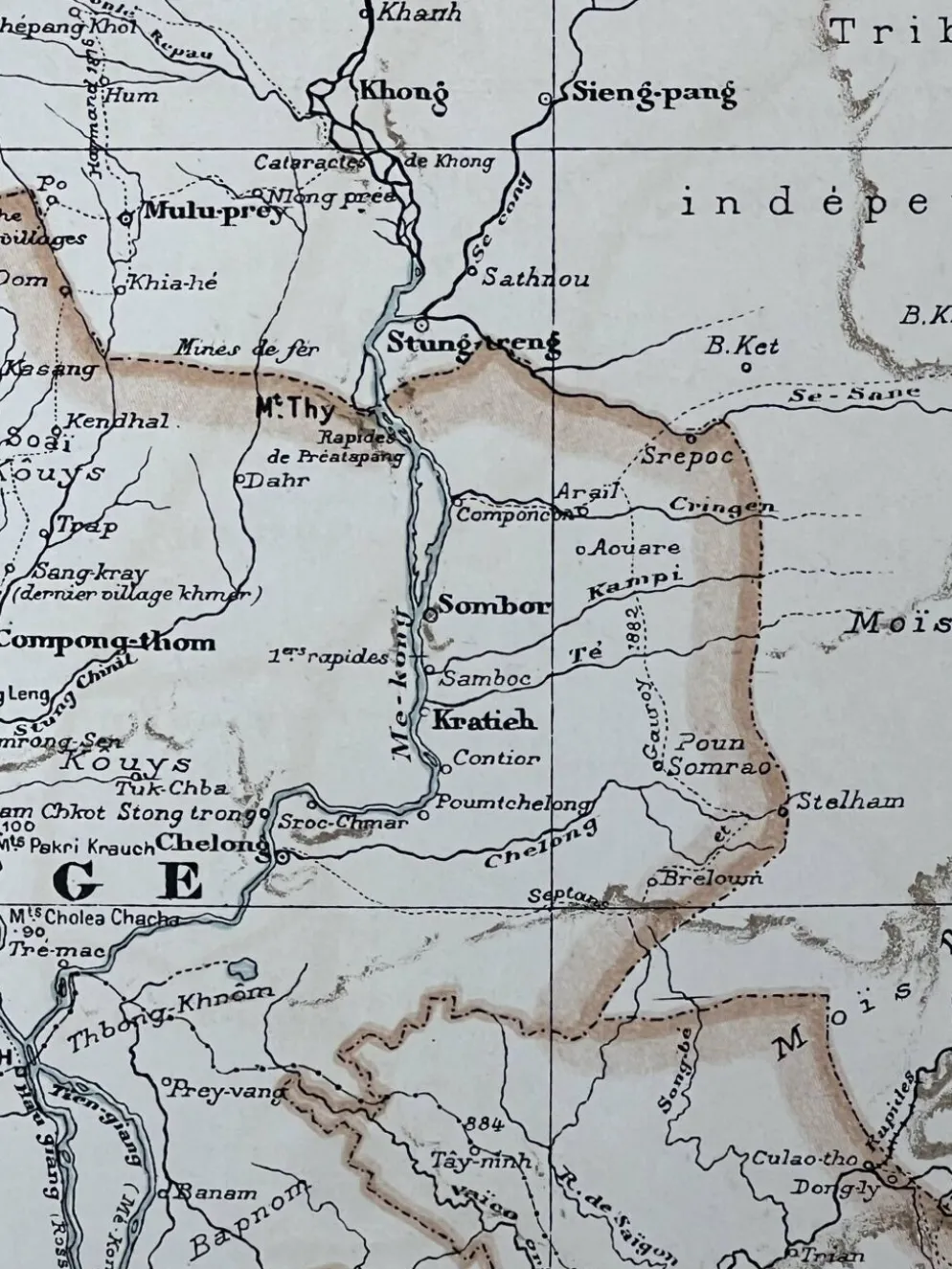 Carte originale de l’Indochine française 37,5x53,5cm