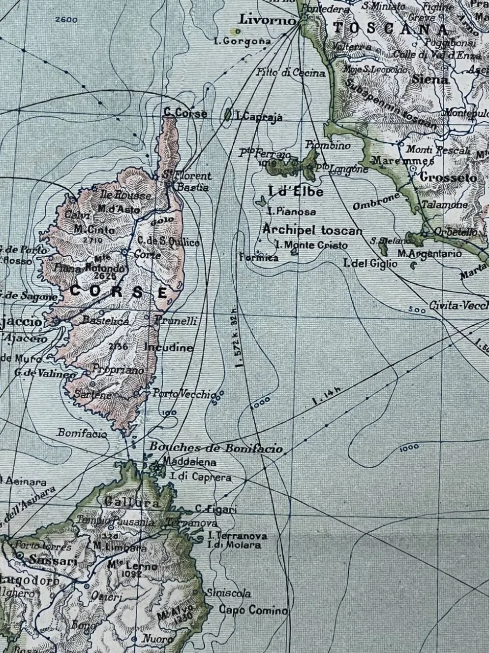 Carte originale de l’Italie 1905 - 37,5x48cm