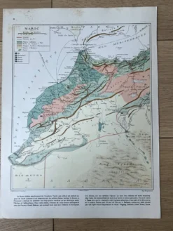 Carte originale du Maroc 37x27cm - 1908