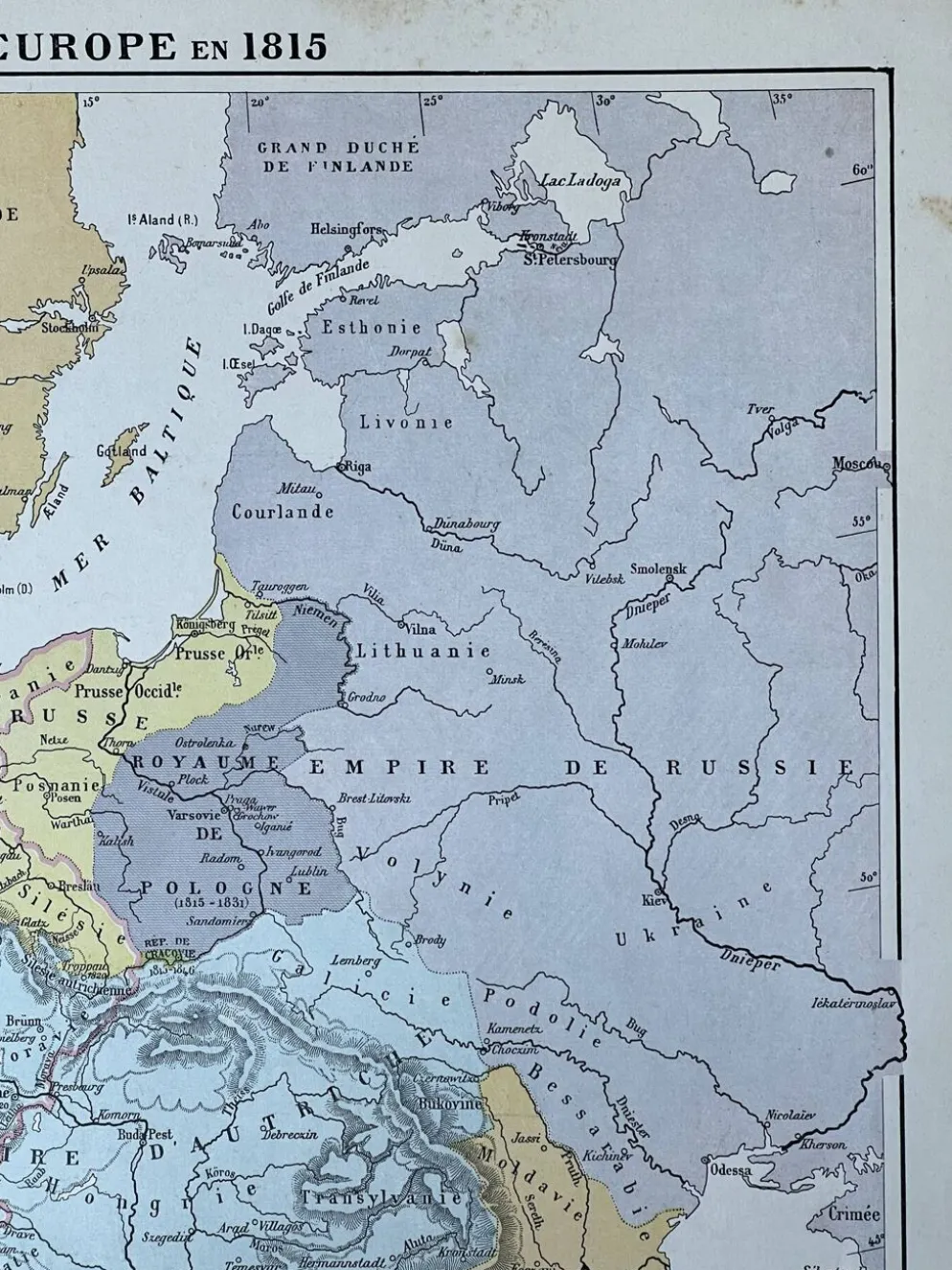 Carte originale Europe en 1815 - 37x27cm - 1908