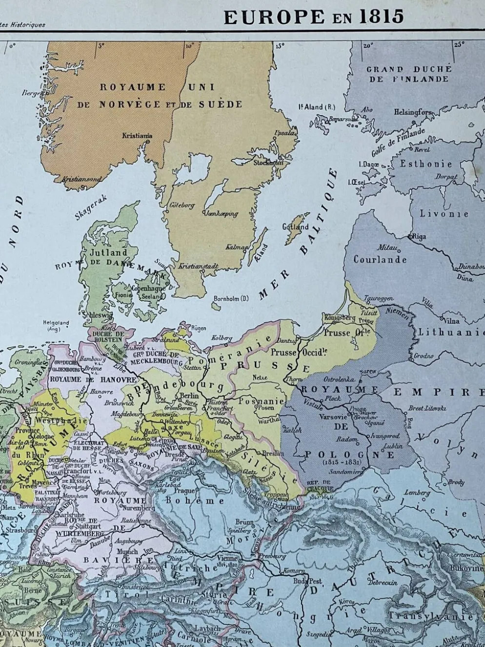 Carte originale Europe en 1815 - 37x27cm - 1908