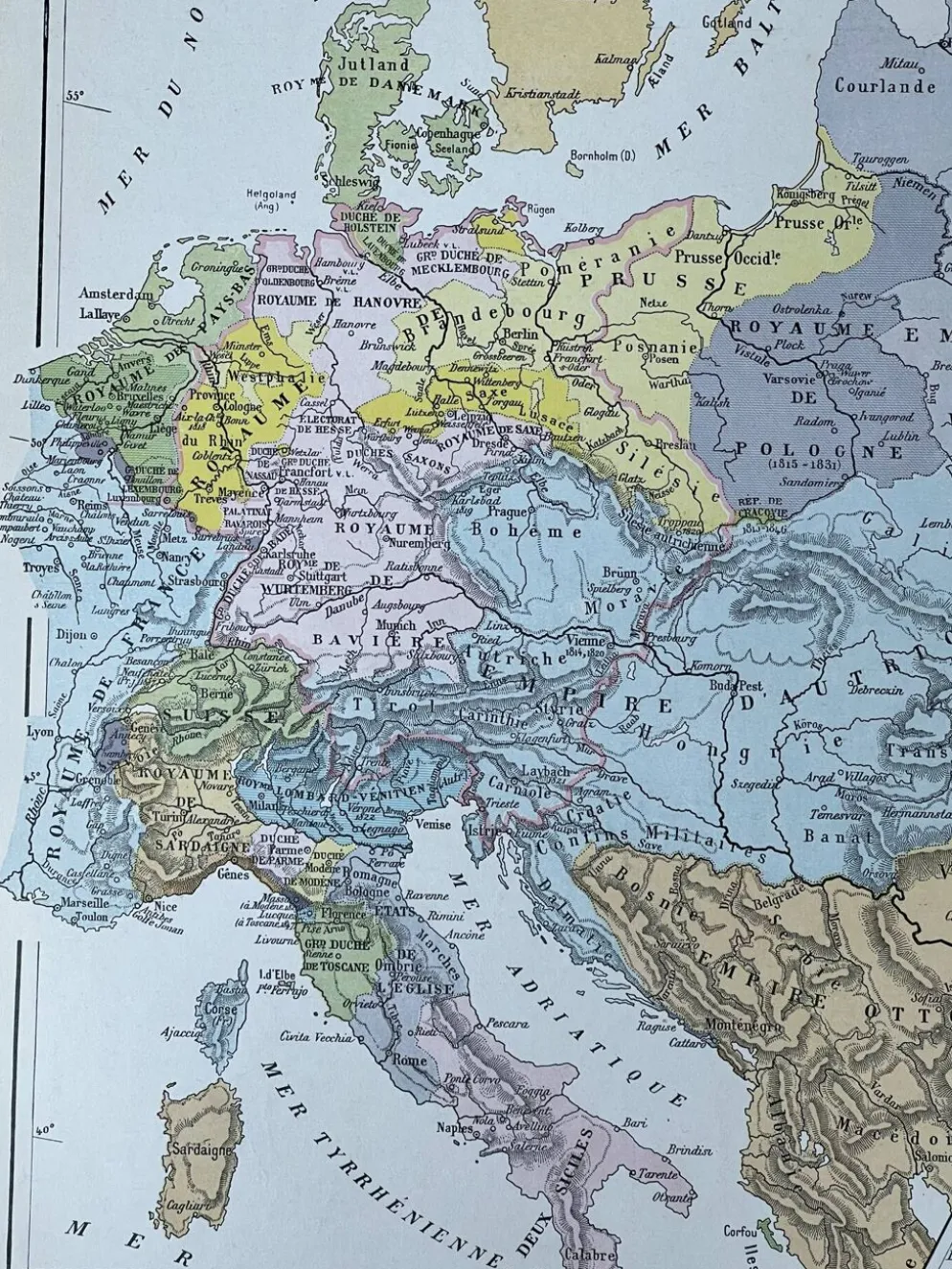 Carte originale Europe en 1815 - 37x27cm - 1908