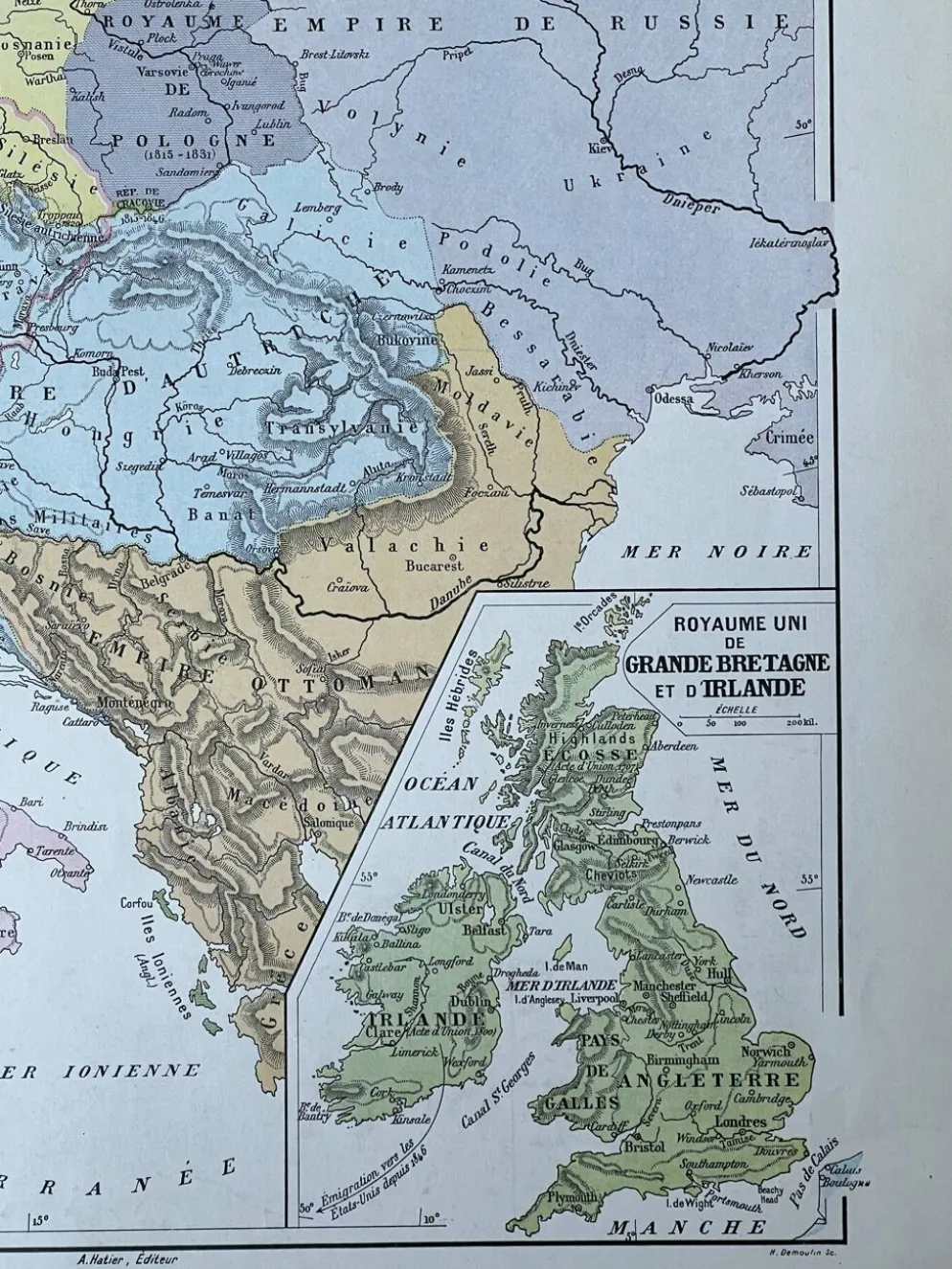 Carte originale Europe en 1815 - 37x27cm - 1908