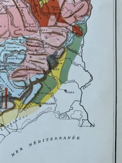 Carte originale Massif Central 37x27cm - 1908
