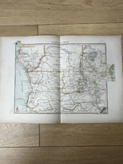 Carte originale Zambèze et Congo 53x37cm 1905