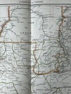 Carte originale Zambèze et Congo 53x37cm 1905