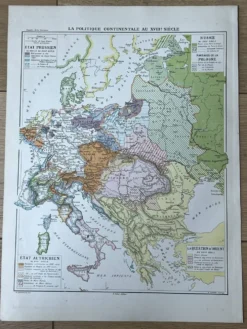 Carte politique Europe au XVIIIe siècle 37x27cm - 1908