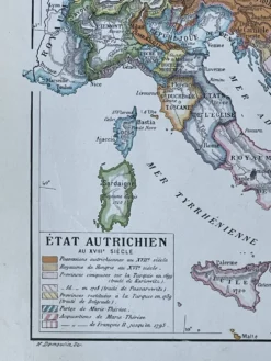 Carte politique Europe au XVIIIe siècle 37x27cm - 1908
