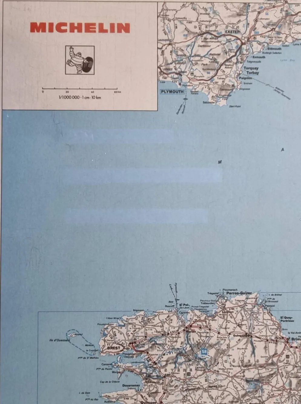 Carte routière "Michelin" vintage années 80 encadrée, 111 cm x 100 cm
