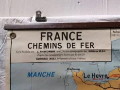 Carte scolaire vintage MDI bi-faces France administrative & chemins de fer