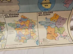 Carte scolaire vintage MDI bi-faces France administrative & chemins de fer
