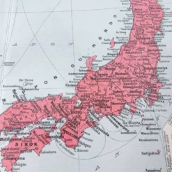 Carte vintage Japon Corée 43x43cm de 1950