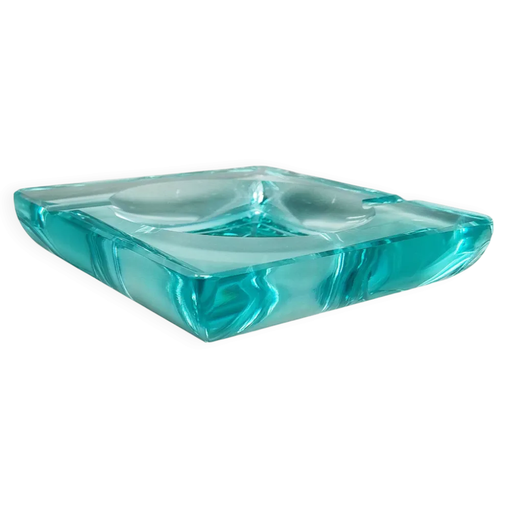 Cendrier aquamarine des années 1970 par Fontana Arte. Fabriqué en Italie.