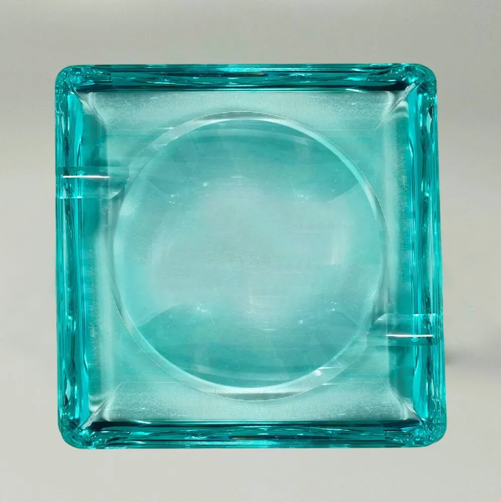 Cendrier aquamarine des années 1970 par Fontana Arte. Fabriqué en Italie.
