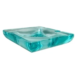 Cendrier aquamarine des années 1970 par Fontana Arte. Fabriqué en Italie.