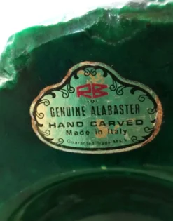 Cendrier brutaliste en albâtre vert émeraude par Romano Bianchi – Italie