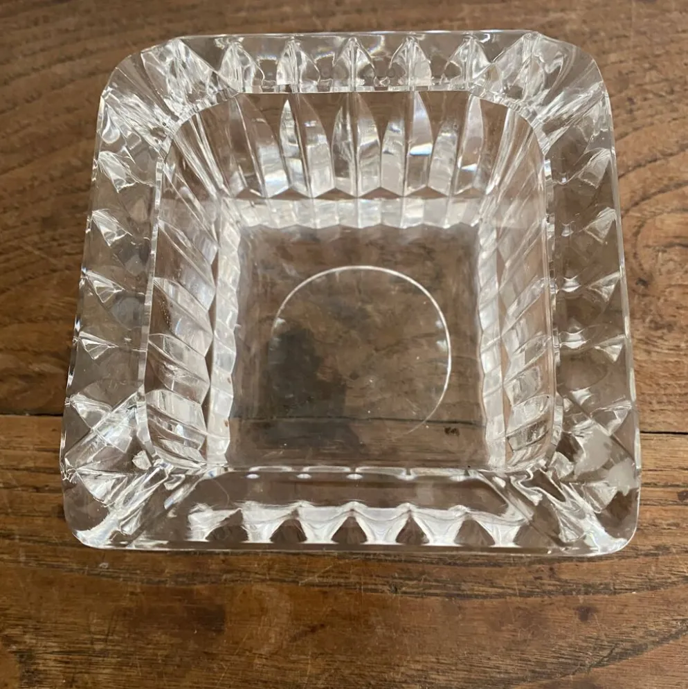 Cendrier carré en cristal épais années 70-80