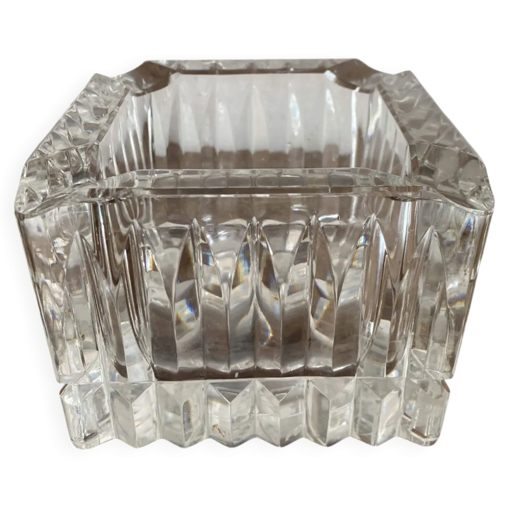 Cendrier carré en cristal épais années 70-80