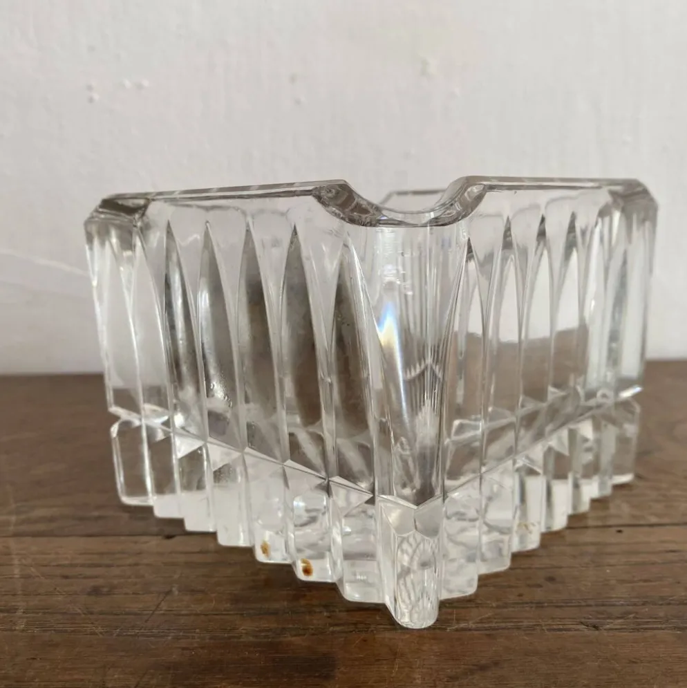 Cendrier carré en cristal épais années 70-80
