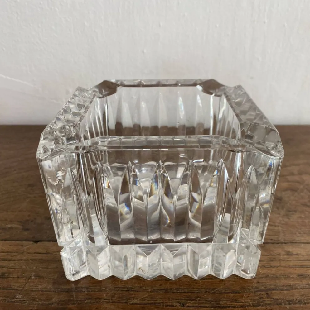 Cendrier carré en cristal épais années 70-80