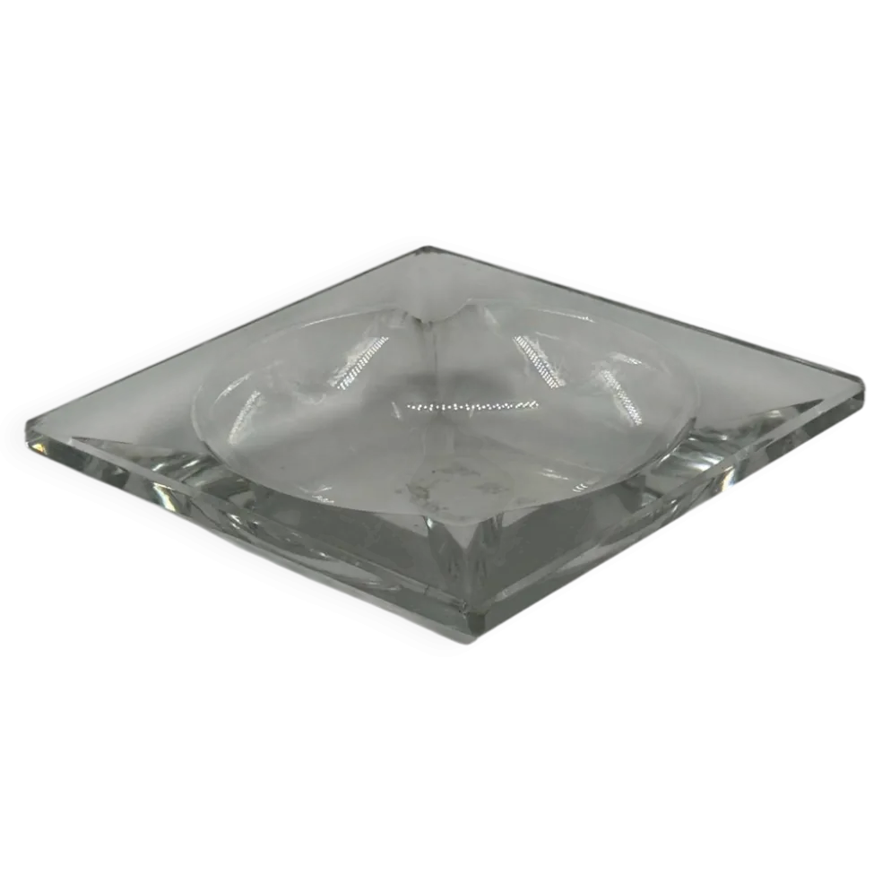 Cendrier carré vintage en verre cristal lourd