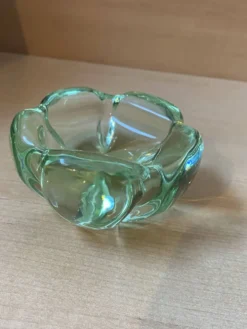 Cendrier daum france – cristal vert d’eau / aigue-marine