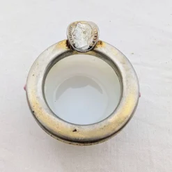 Cendrier de poche Napoléon III en opaline et métal