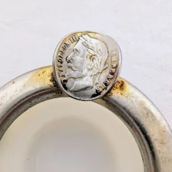 Cendrier de poche Napoléon III en opaline et métal