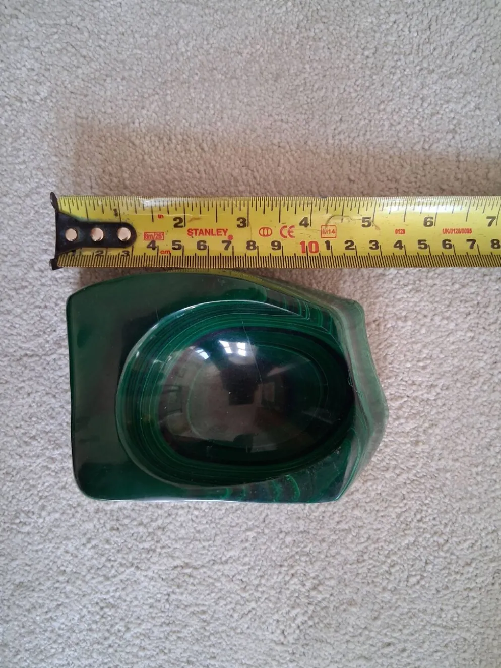 Cendrier en bloc de malachite solide vintage / Vide-Poche — Géométrique lourd de 1,34 kg