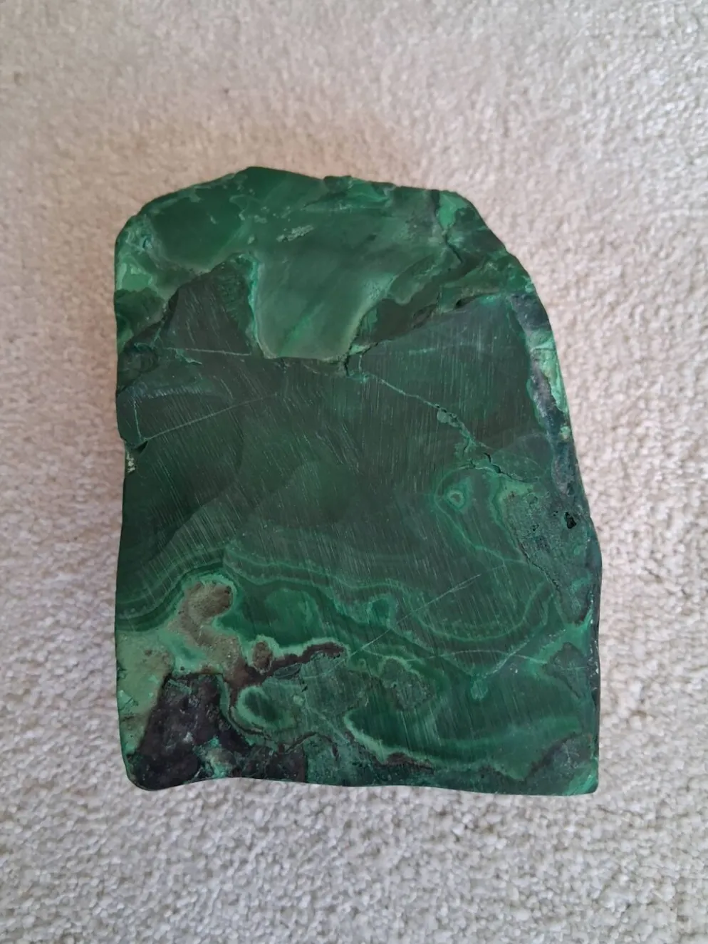 Cendrier en bloc de malachite solide vintage / Vide-Poche — Géométrique lourd de 1,34 kg