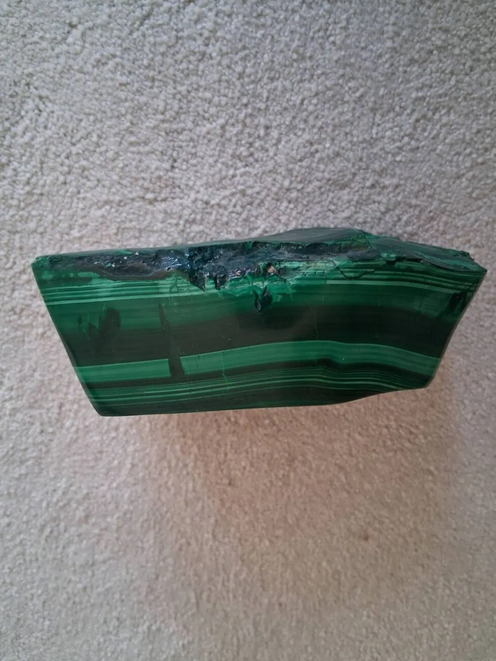 Cendrier en bloc de malachite solide vintage / Vide-Poche — Géométrique lourd de 1,34 kg
