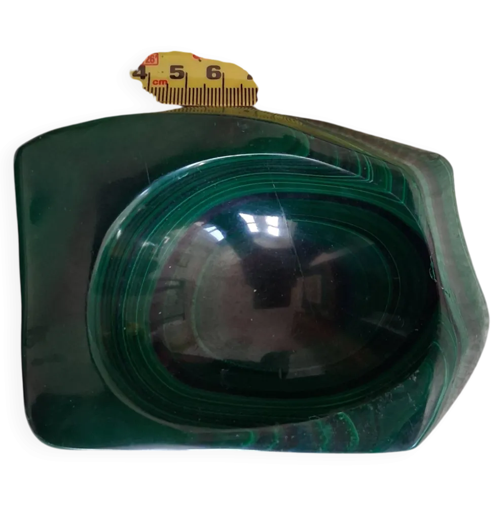 Cendrier en bloc de malachite solide vintage / Vide-Poche — Géométrique lourd de 1,34 kg