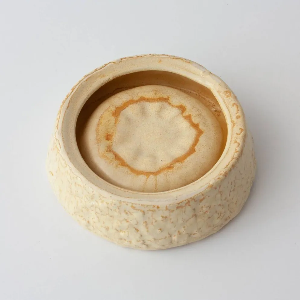 Cendrier en céramique texturé beige des années 1970 d'Aleluia