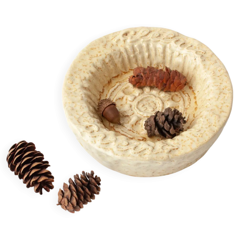 Cendrier en céramique texturé beige des années 1970 d'Aleluia