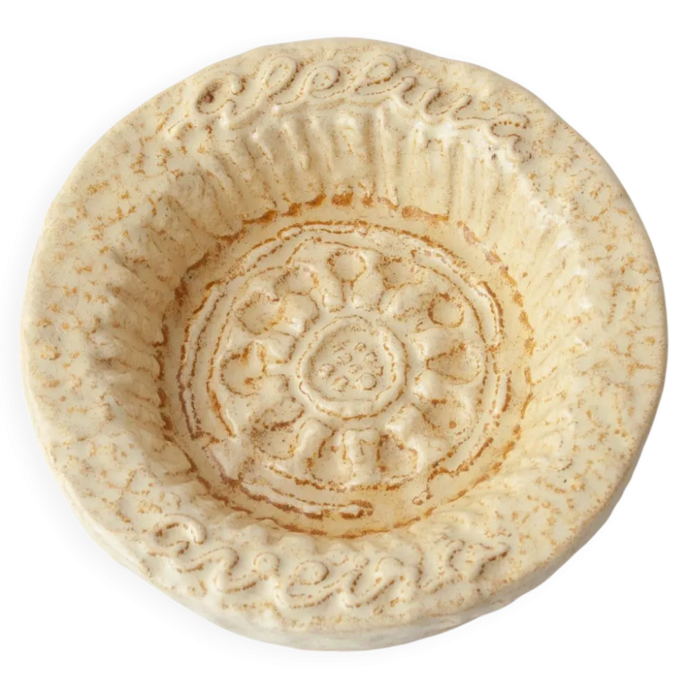 Cendrier en céramique texturé beige des années 1970 d'Aleluia