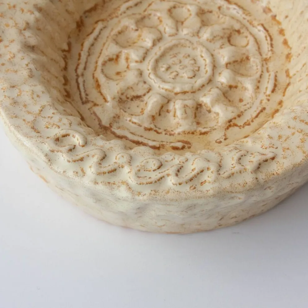 Cendrier en céramique texturé beige des années 1970 d'Aleluia