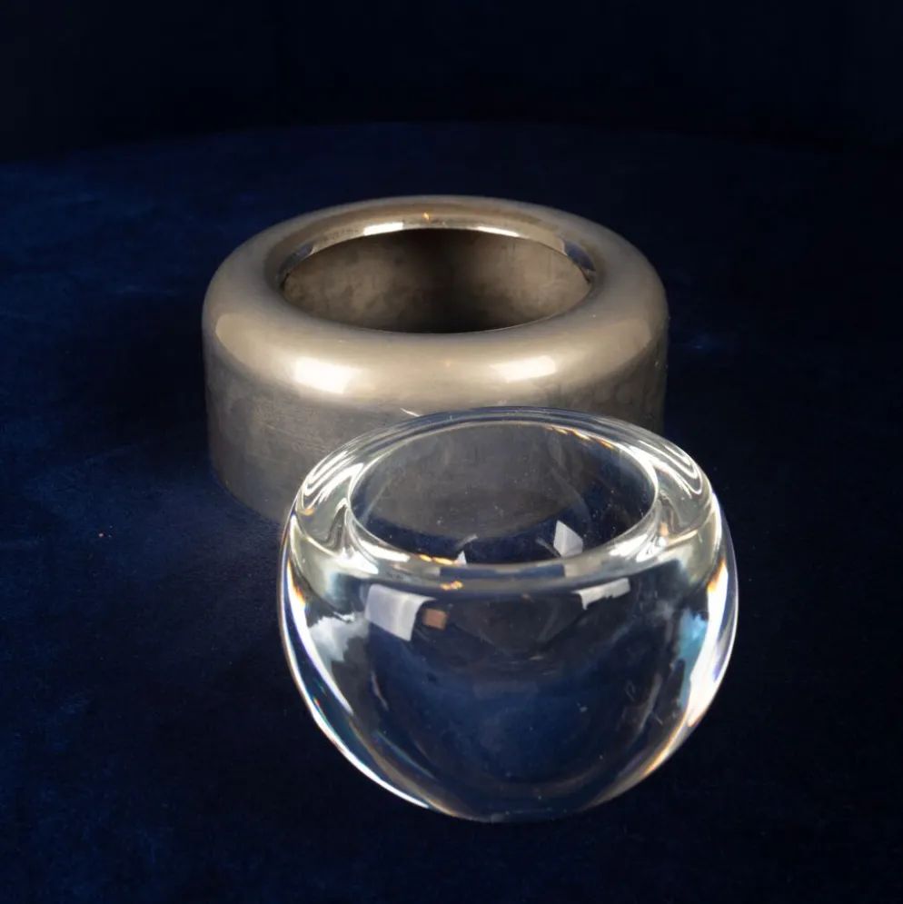 Cendrier en cristal et métal Joe Colombo Biglia pour Arnolfo di Cambio Italie 1970