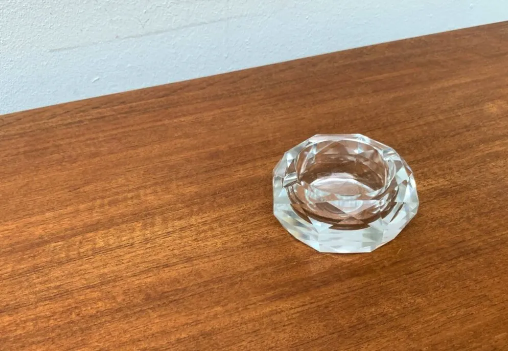 Cendrier en cristal vintage, années 1970