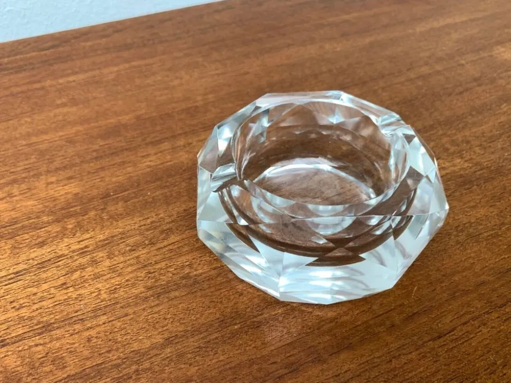 Cendrier en cristal vintage, années 1970